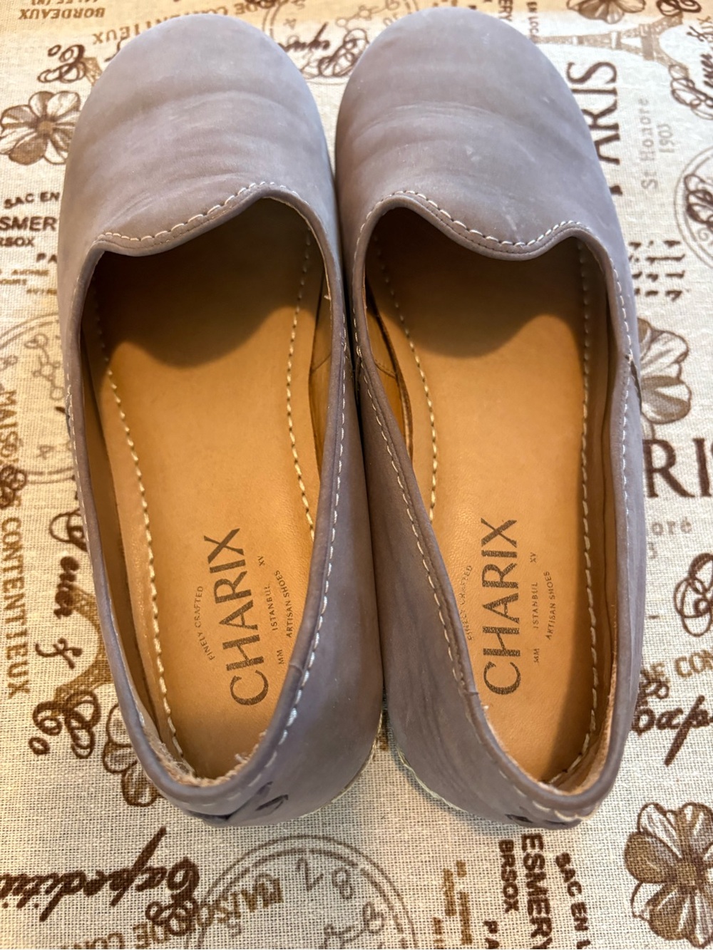 CHARIX Leather Slip-On Flats in Mauve Gray - Picture 3 of 7